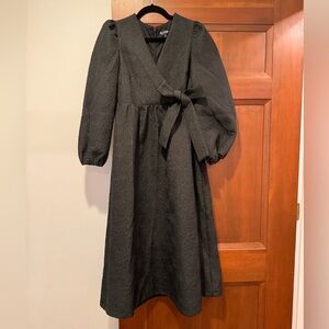 Miss Selfridge Balloon Sleeve Bow Midi Dress US 4